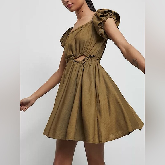 Urban Outfitters Peekaboo Linen Frock Dress - Picture 2 of 5